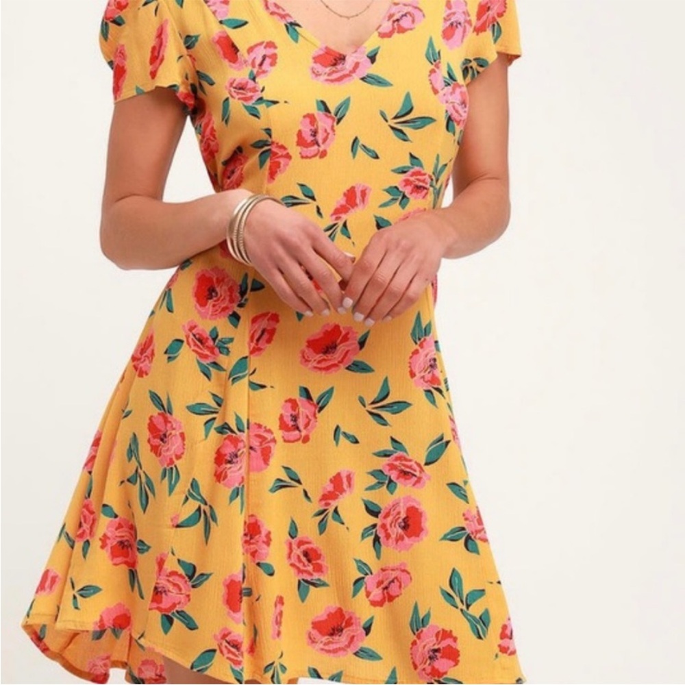 Billabong Yellow and Pink Floral Mini Dress